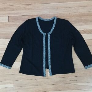 Women's Black Sweater with Gray Trim